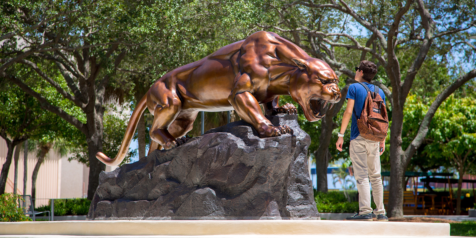 Panther statue on campus