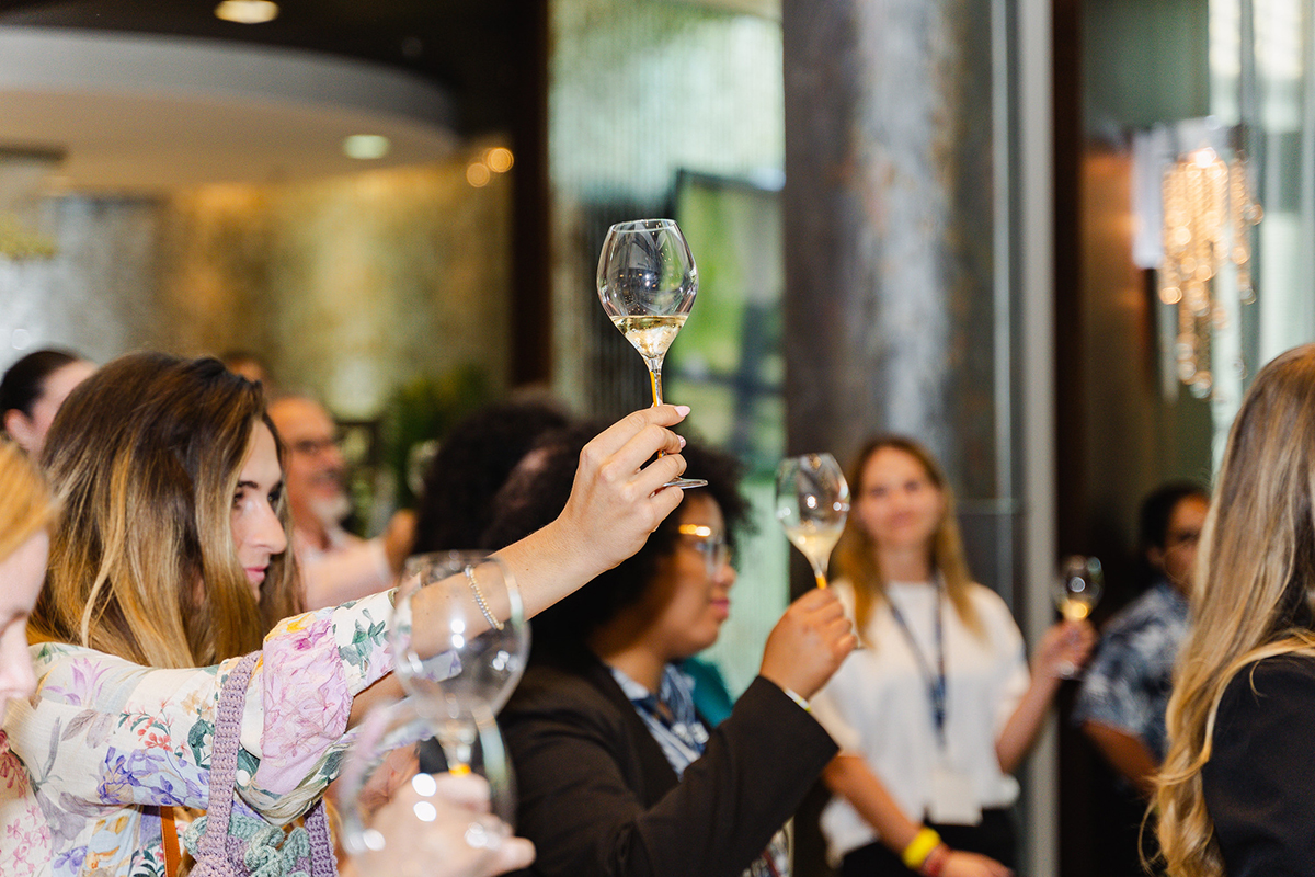 Event attendees toasting